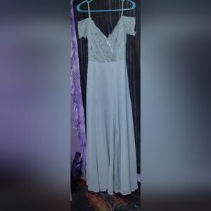 Elegant Light Green Off-Shoulder Wedding Dress